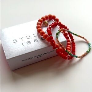 Avon Studio 1886 Tutti Fruity Charm Bracelet Set - Pink and Red